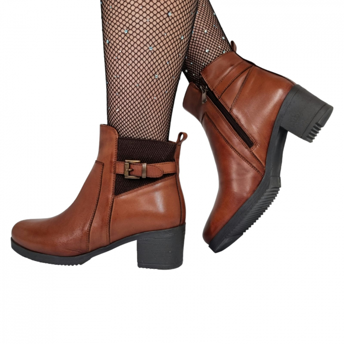 Ghete Damă Casual Din Piele Naturală Maro 8614 [5]