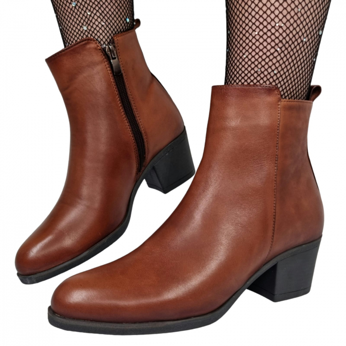 Ghete Damă Casual Din Piele Naturală Maro  8616 [2]
