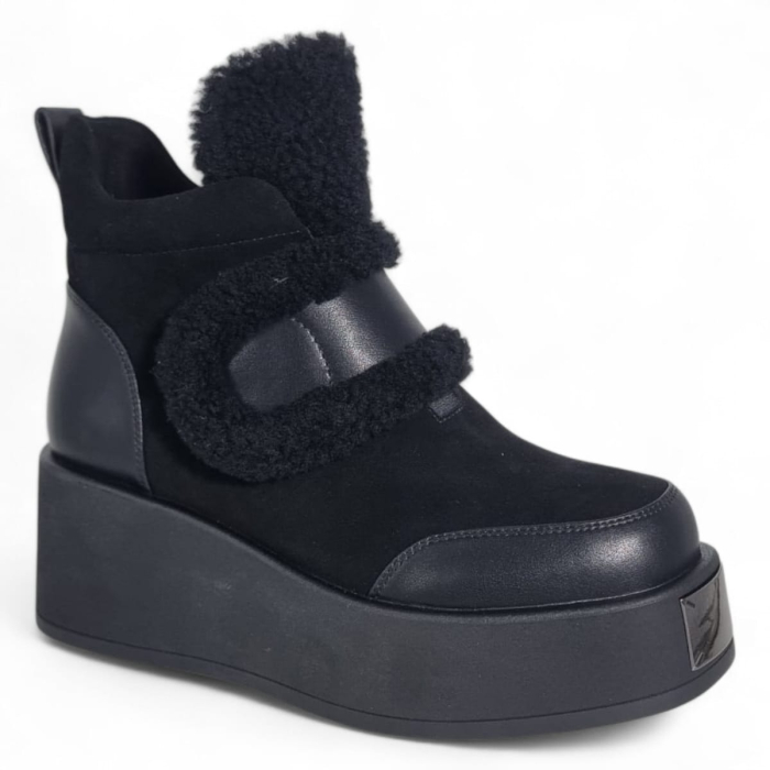 Ghete Damă Casual Din Piele Naturală NEGRU VEL  30409 [2]