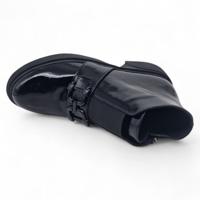 Ghete Damă Casual Din Piele Naturală Negru Lac 30419 [5]