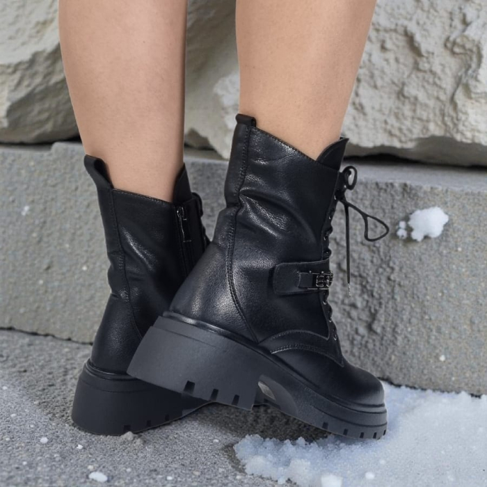 Ghete Damă Casual Din Piele Naturală Neagră 30425 [4]