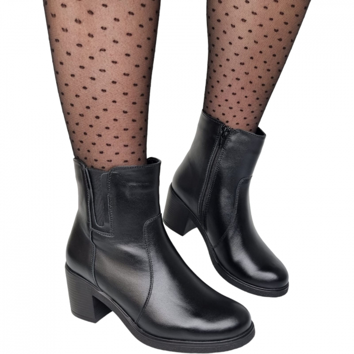 Ghete Damă Casual Din Piele Naturală Neagra 8619 [6]