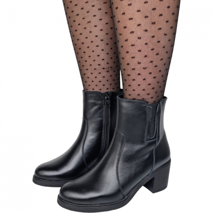 Ghete Damă Casual Din Piele Naturală Neagra 8619 [8]