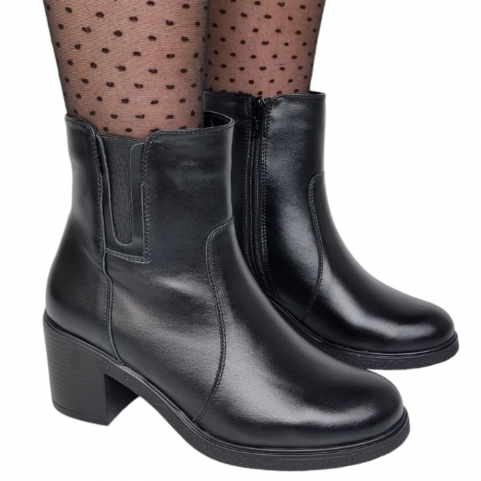 Ghete Damă Casual Din Piele Naturală Neagra 8619 [7]