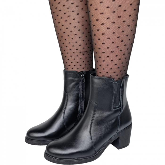 Ghete Damă Casual Din Piele Naturală Neagra 8619 [2]