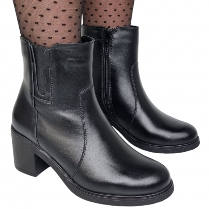 Ghete Damă Casual Din Piele Naturală Neagra 8619 [3]