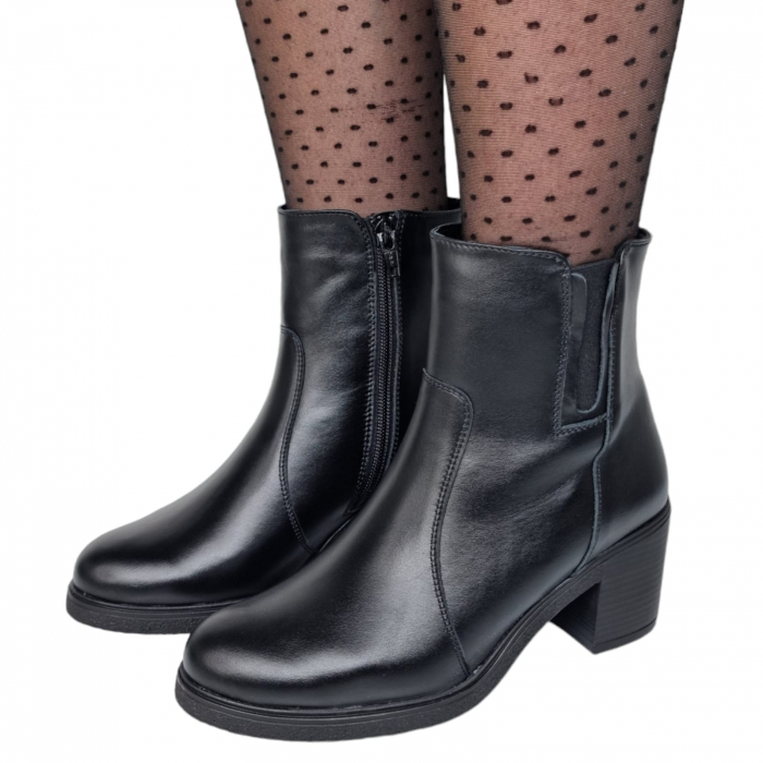 Ghete Damă Casual Din Piele Naturală Neagra 8619 [16]