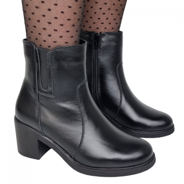Ghete Damă Casual Din Piele Naturală Neagra 8619 [15]