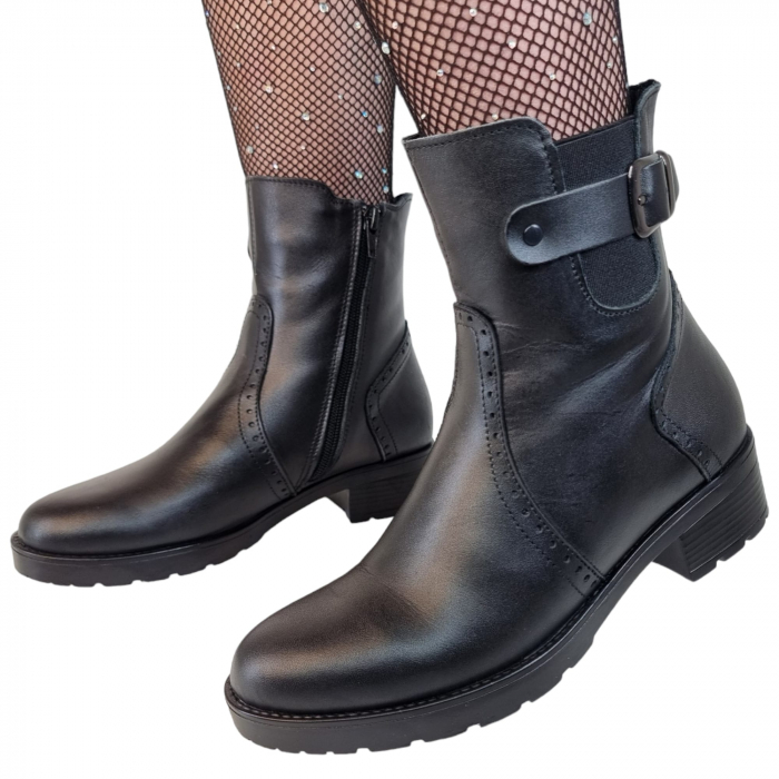 Ghete Damă Casual Din Piele Naturală Neagră 8532 [3]