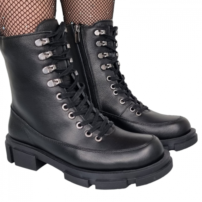 Ghete Damă Casual Din Piele Naturală Neagră 8566 [6]