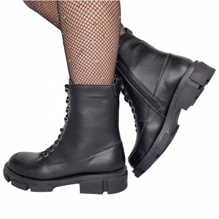 Ghete Damă Casual Din Piele Naturală Neagră 8566 [5]
