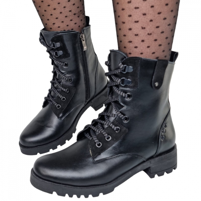 Ghete Damă Casual Din Piele Naturală Neagră 30167 [3]