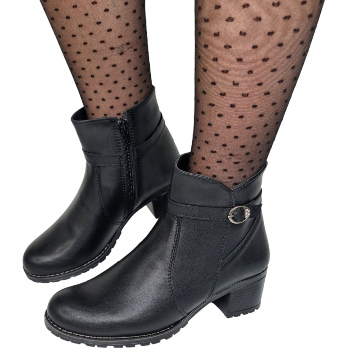 Ghete Damă Casual Din Piele Naturală Neagră 8595 [2]