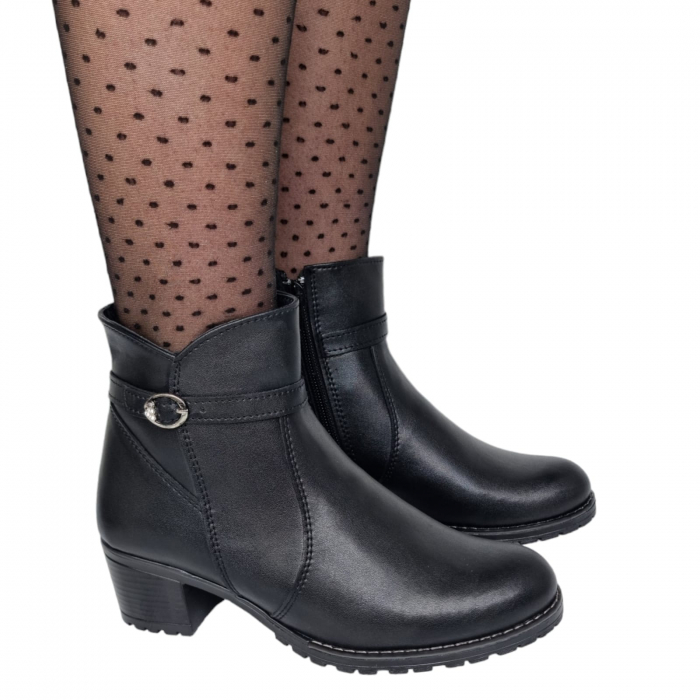Ghete Damă Casual Din Piele Naturală Neagră 8595 [4]