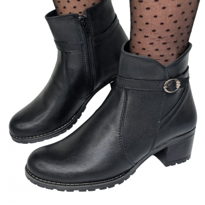 Ghete Damă Casual Din Piele Naturală Neagră 8595 [3]