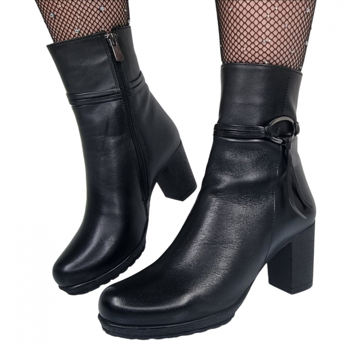 Ghete Damă Casual Din Piele Naturală Neagră 8606 [3]