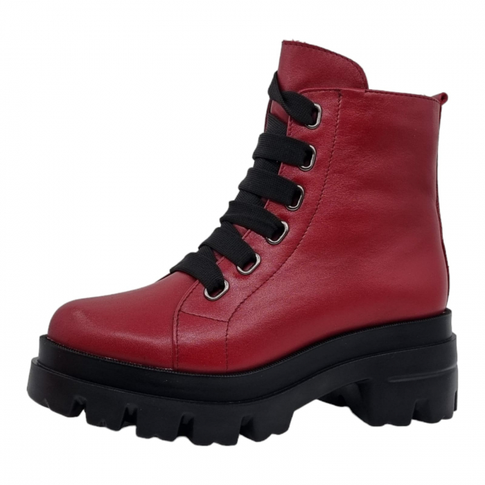 Ghete Damă Casual Din Piele Naturală Roșie 8611 [6]