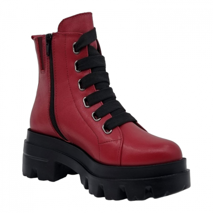 Ghete Damă Casual Din Piele Naturală Roșie 8611 [7]