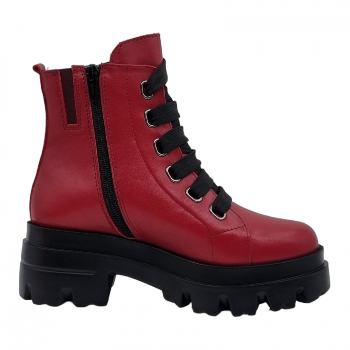 Ghete Damă Casual Din Piele Naturală Roșie 8611 [4]