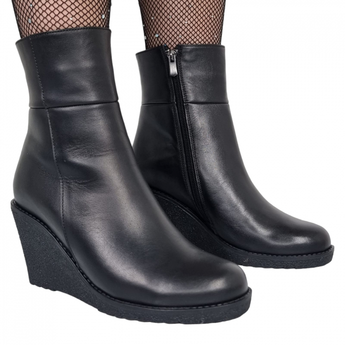 Ghete Damă Casual Din Piele Naturală Neagră 8619 [2]