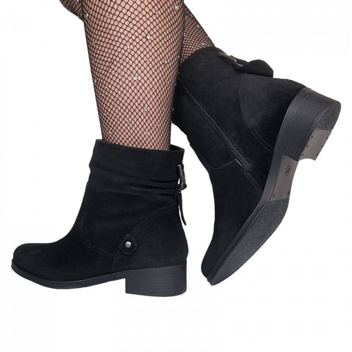 Ghete Damă Casual Din Piele Naturală Neagră 8630 [3]