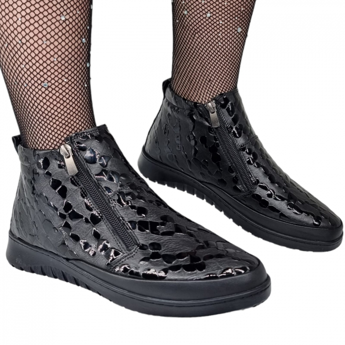 Ghete Damă Casual Din Piele Naturală Neagra 8636 [4]