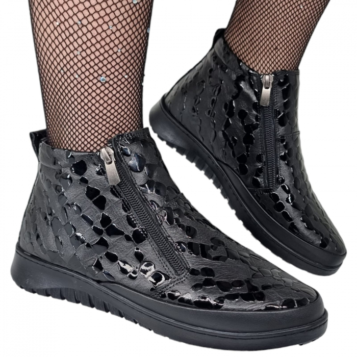 Ghete Damă Casual Din Piele Naturală Neagra 8636 [8]