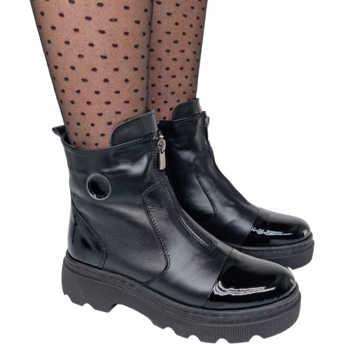 Ghete Damă Casual Din Piele Naturală Neagra 8642 [3]