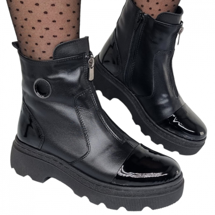 Ghete Damă Casual Din Piele Naturală Neagra 8642 [4]