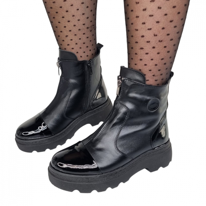 Ghete Damă Casual Din Piele Naturală Neagra 8642 [2]