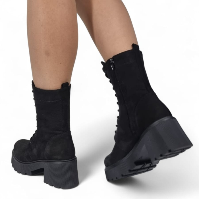 Ghete Damă Casual Din Piele Naturală Neagră Velur 30333 [10]