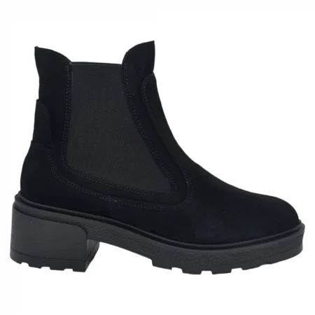 Ghete Damă Casual Din Piele Naturală Neagră Velur 8515 [4]