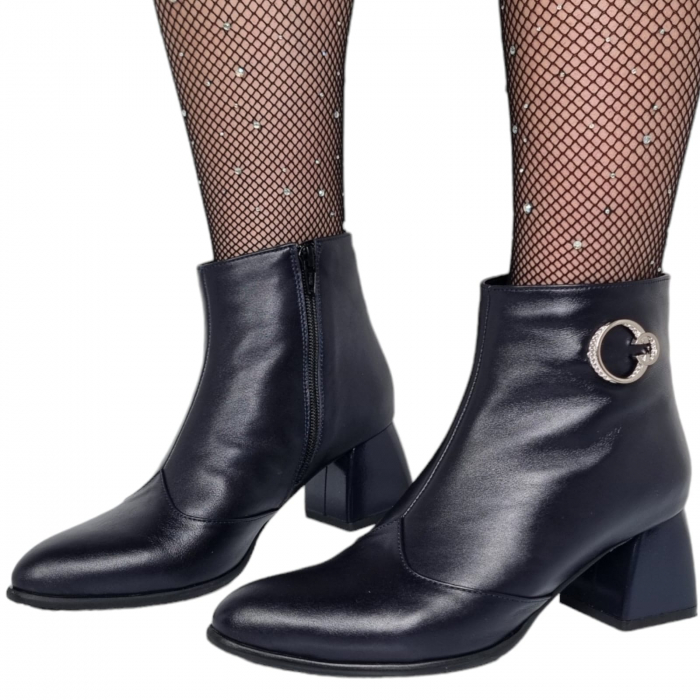 Ghete Damă Elegante Din Piele Naturală Blue 9539 [2]