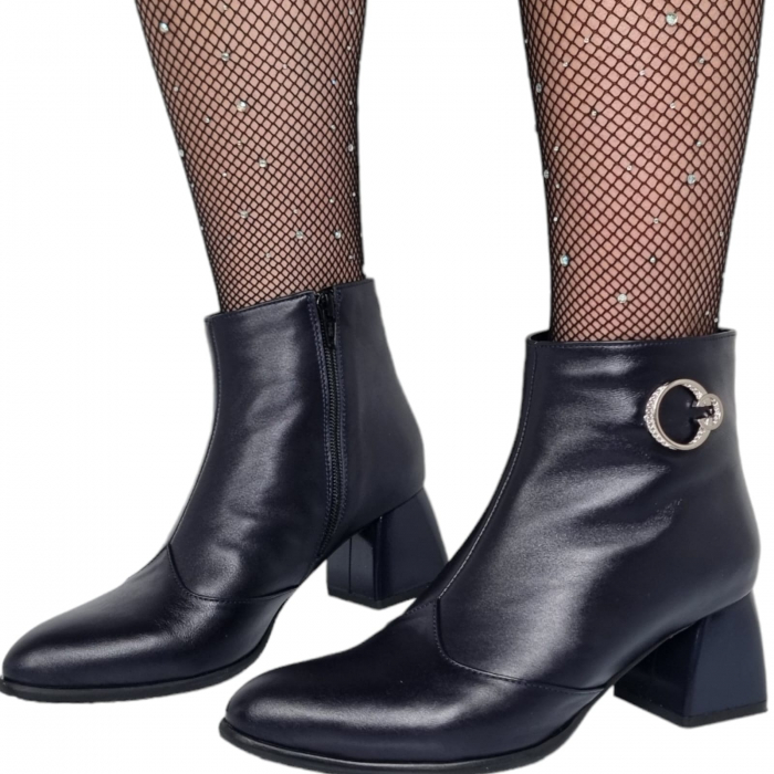 Ghete Damă Elegante Din Piele Naturală Blue 9539 [4]