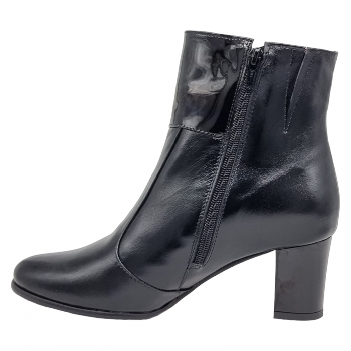 Ghete Damă Elegante Din Piele Naturală Neagră Box Lac 9544 [5]