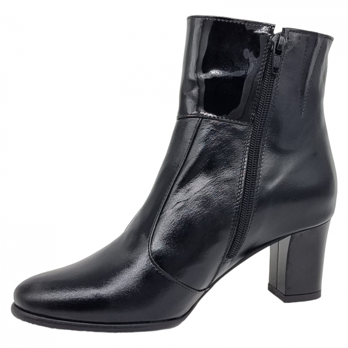 Ghete Damă Elegante Din Piele Naturală Neagră Box Lac 9544 [4]