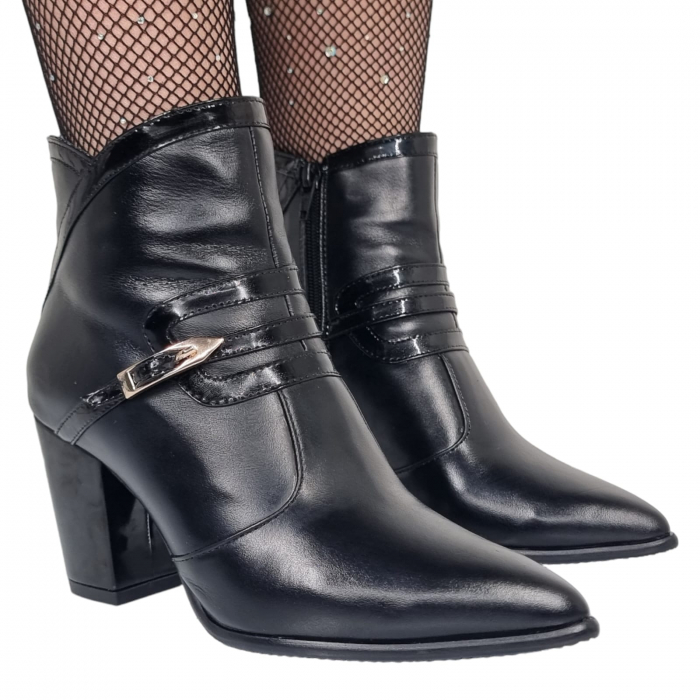 Ghete Damă Elegante Din Piele Naturală Neagră 9548 [3]