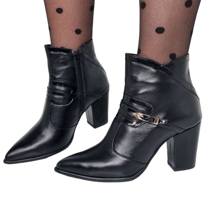 Ghete Damă Elegante Din Piele Naturală Neagră 9548 [2]