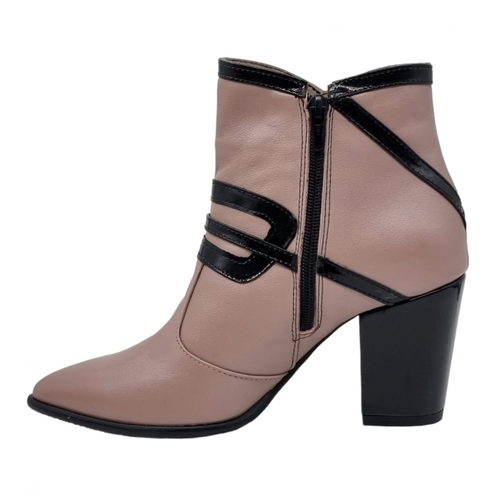 Ghete Damă Elegante Din Piele Naturală Capucino Neagră9551 [5]