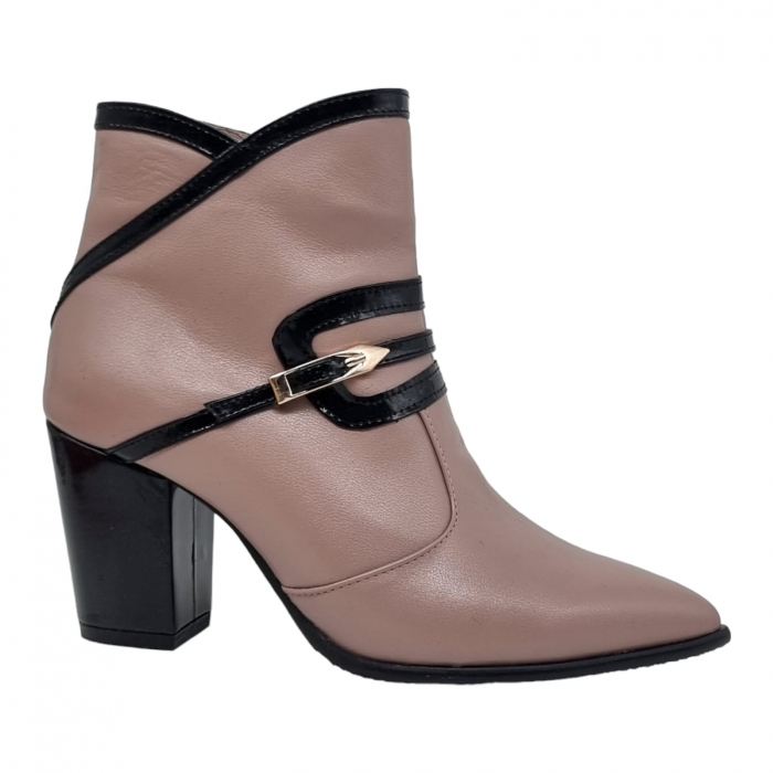 Ghete Damă Elegante Din Piele Naturală Capucino Neagră9551 [4]