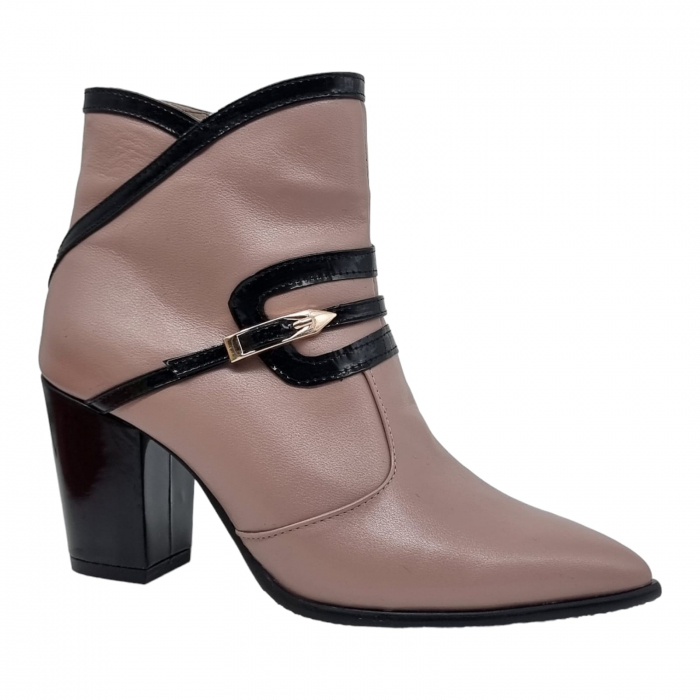 Ghete Damă Elegante Din Piele Naturală Capucino Neagră9551 [7]