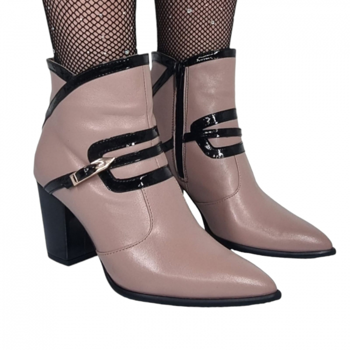 Ghete Damă Elegante Din Piele Naturală Capucino Neagră9551 [2]