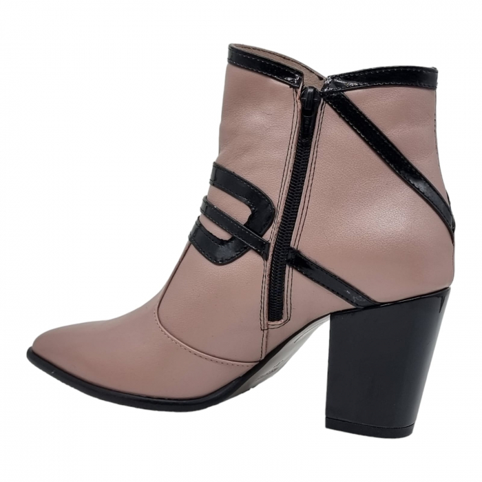 Ghete Damă Elegante Din Piele Naturală Capucino Neagră9551 [9]