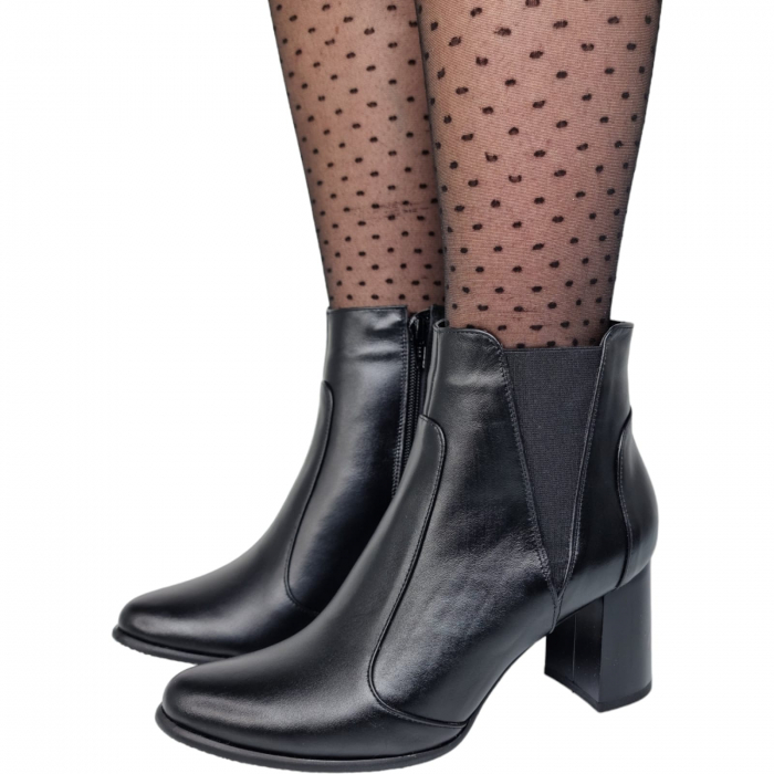 Ghete Damă Elegante Din Piele Naturală Neagră 9584 [4]