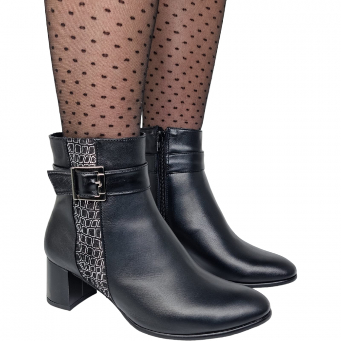 Ghete Damă Elegante Din Piele Naturală Neagră Arg 9589 [3]