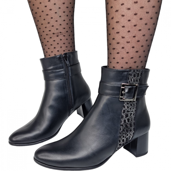 Ghete Damă Elegante Din Piele Naturală Neagră Arg 9589 [2]