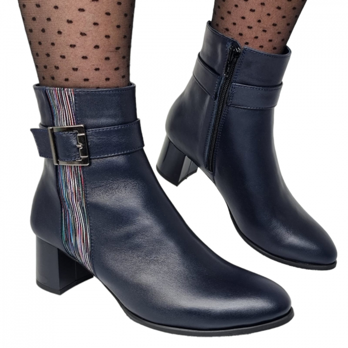 Ghete Damă Elegante Din Piele Naturală Blue Linii 9591 [6]