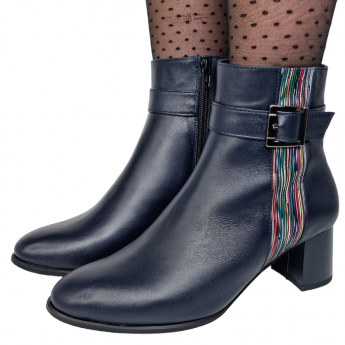 Ghete Damă Elegante Din Piele Naturală Blue Linii 9591 [4]