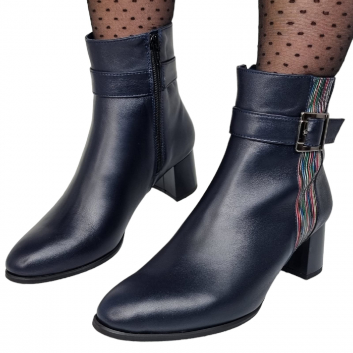 Ghete Damă Elegante Din Piele Naturală Blue Linii 9591 [3]