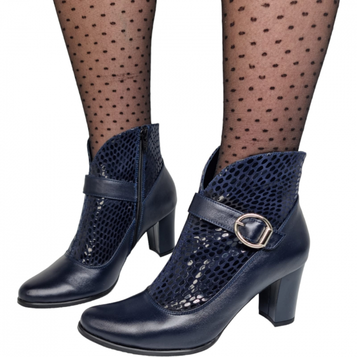 Ghete Damă Elegante Din Piele Naturală Blue Sarp 9602 [4]